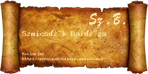 Szmicsák Balázs névjegykártya